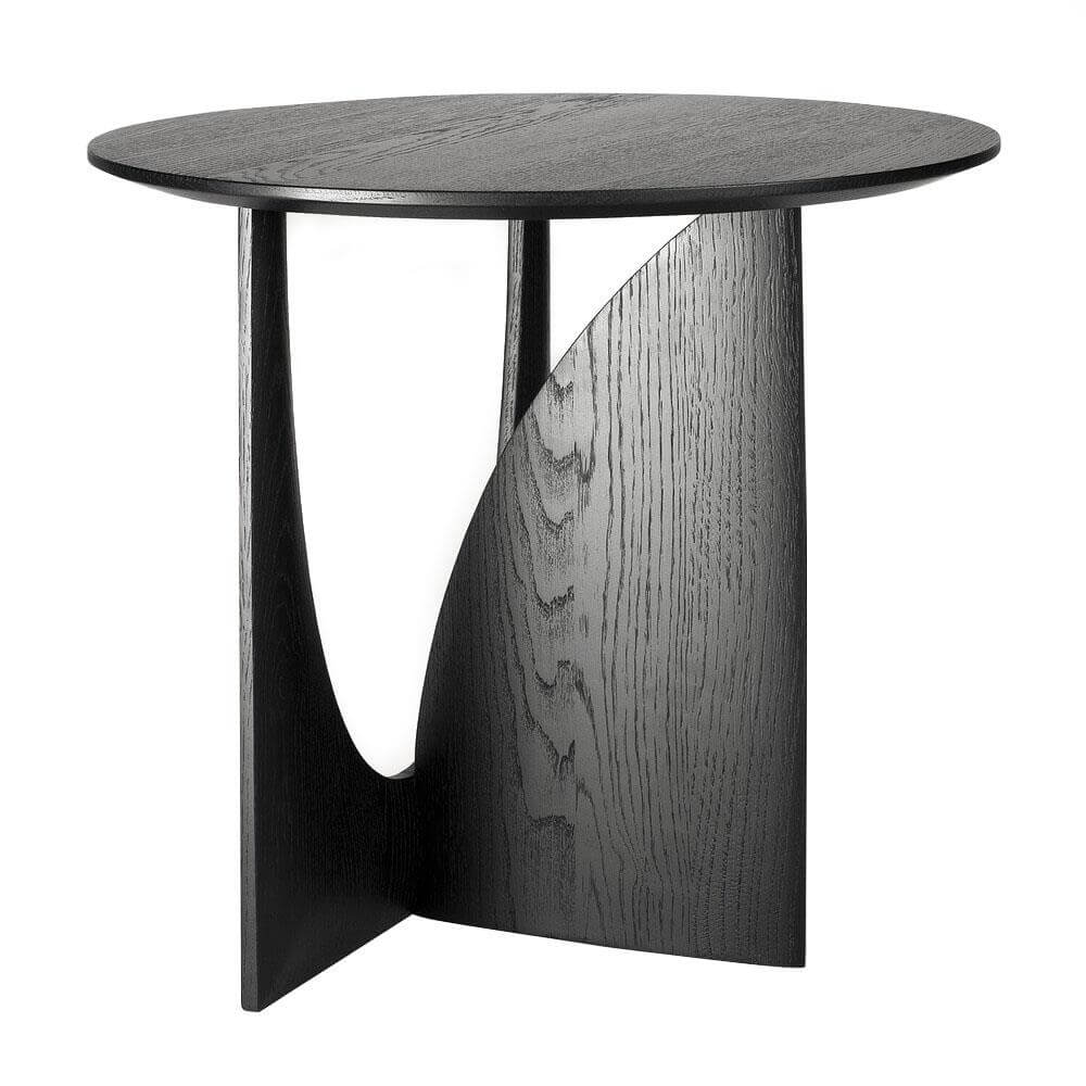 Oak Geometric Black Side Table
